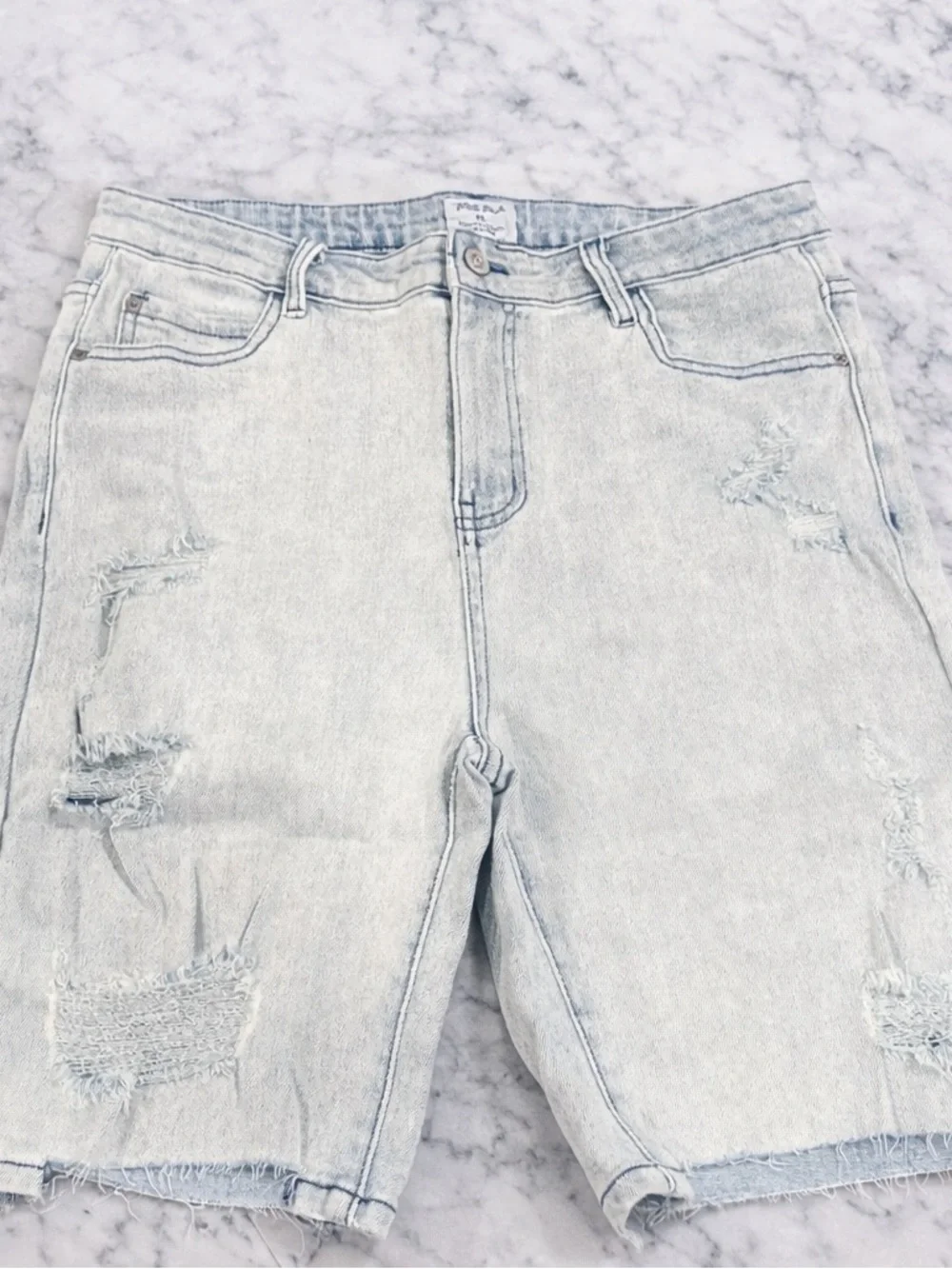 White Birch Distressed Denim Leggings XL Light Wash Stretch Zip Fly Jeggings